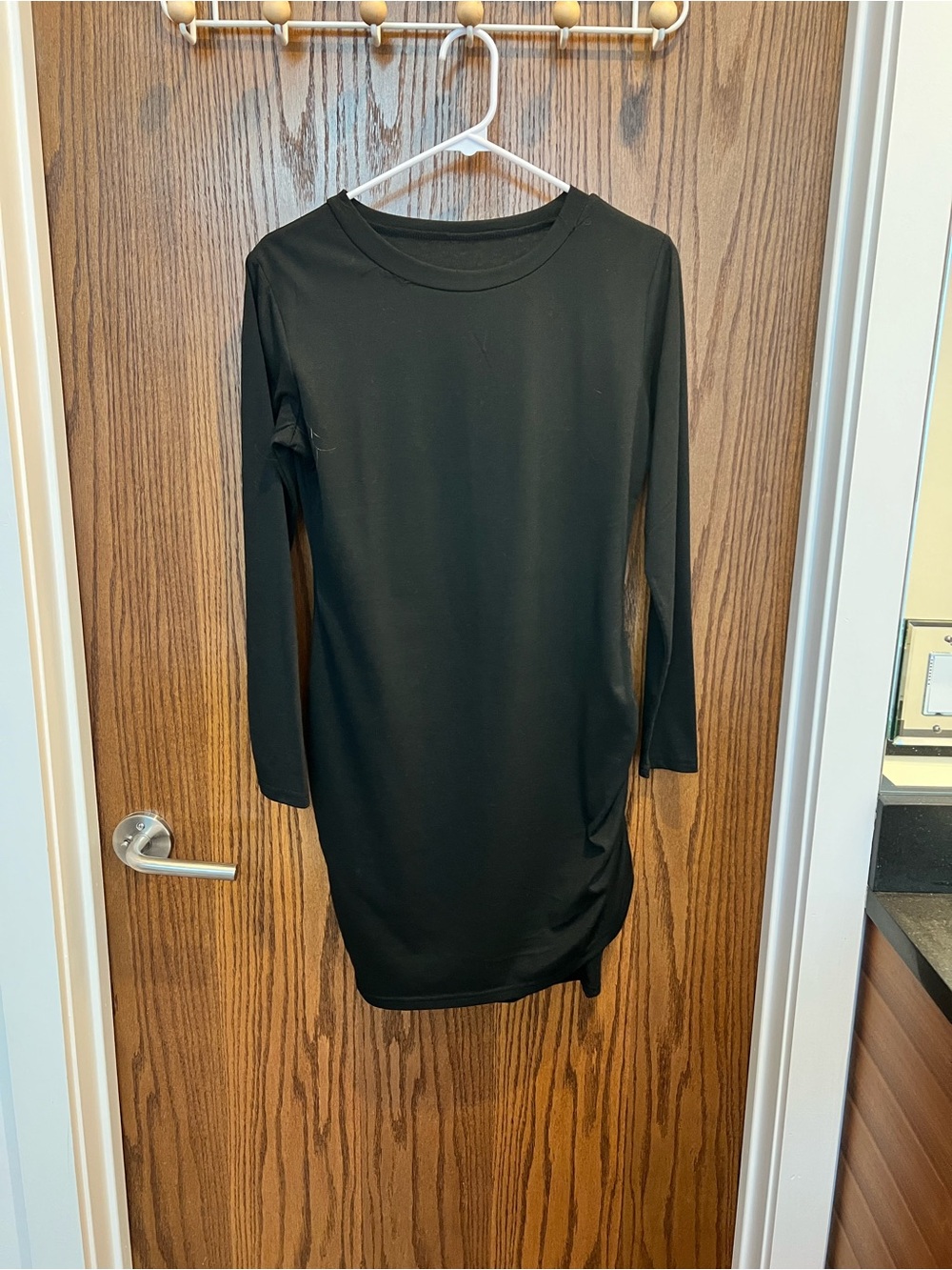 Black Long-Sleeve Women's Dress - Classic Crew Neck